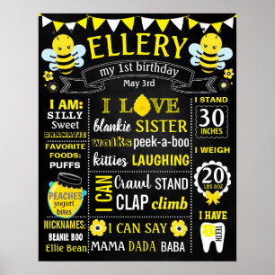 Bee Birthday Party chalkboard poster