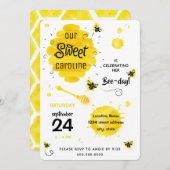 BEE Birthday Party Invitation Honey Bee day yellow Kaart (Voorkant / Achterkant)