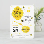 BEE Birthday Party Invitation Honey Bee day yellow Kaart (Staand voorkant)
