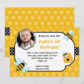 Bee Birthday Party Kaart (Voorkant / Achterkant)