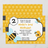 Bee Birthday Party Kaart (Voorkant / Achterkant)