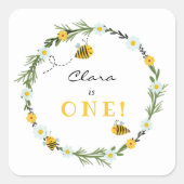 Bee Birthday Vierkante Sticker (Voorkant)