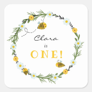 Bee Birthday Vierkante Sticker