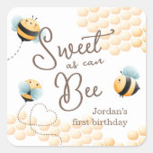 Bee Birthday Vierkante Sticker (Voorkant)