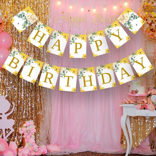 Bee Birthday Vlaggetjes