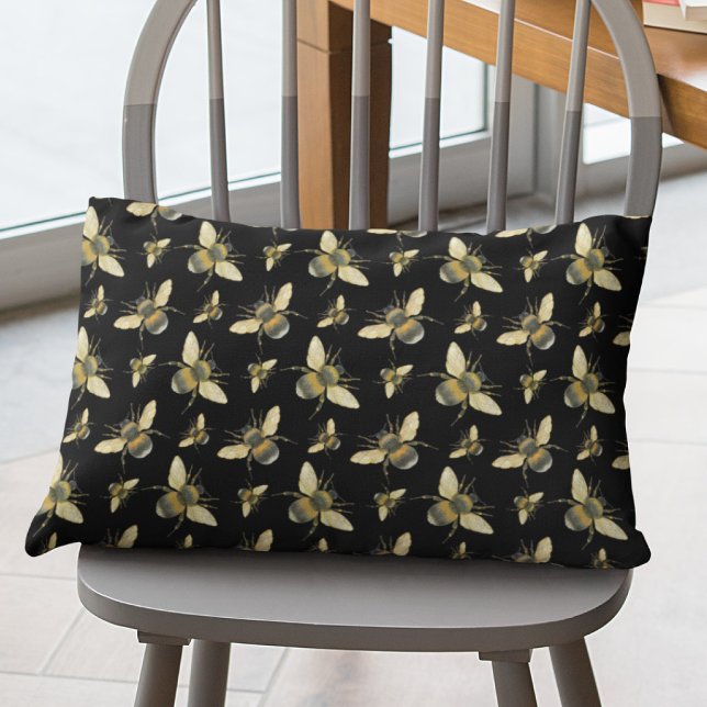  Bee Black Kussen (Creator heeft geüpload)