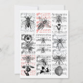Bee bloemen Blad Muzieknotities Collage Art Bedankkaart (Voorkant)
