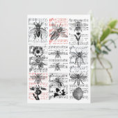 Bee bloemen Blad Muzieknotities Collage Art Bedankkaart (Staand voorkant)