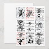 Bee bloemen Blad Muzieknotities Collage Art Bedankkaart (Voorkant / Achterkant)