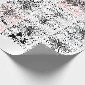 Bee bloemen Blad Muzieknotities Collage Art Cadeaupapier (Hoek)