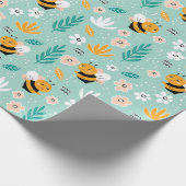 Bee bloemen bladeren cadeaupapier (Hoek)