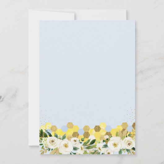 Bee Blue Gold Boy First Birthday Kaart (Achterkant)