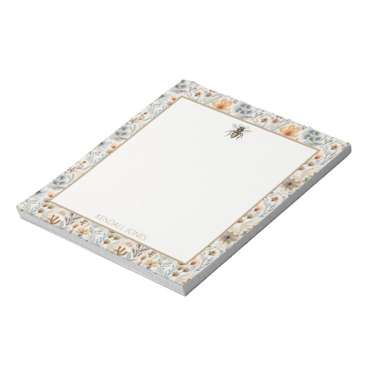 Bee Blue Wildflower Custom Notitieblok (Linkerzijde)