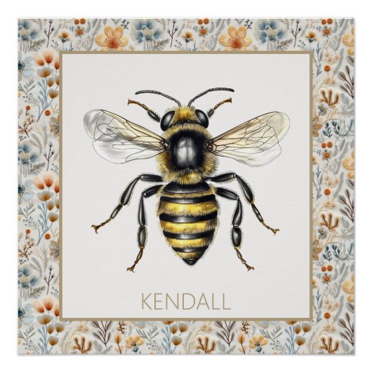 Bee Blue Wildflower Custom Perfect Poster (Voorkant)