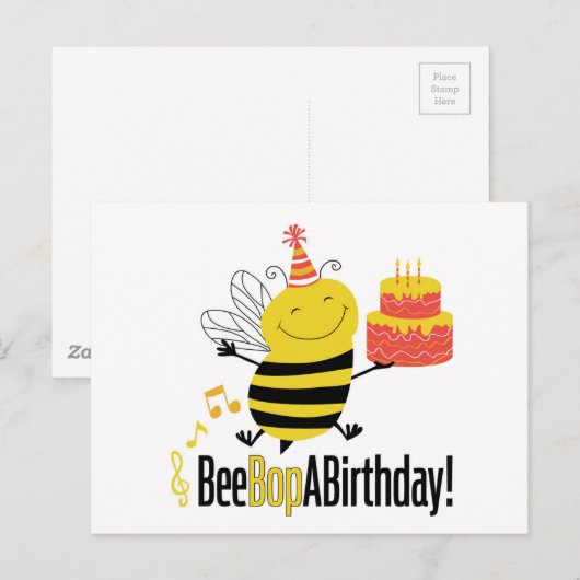 Bee Bop Een Verjaardag Briefkaart (Voorkant / Achterkant)