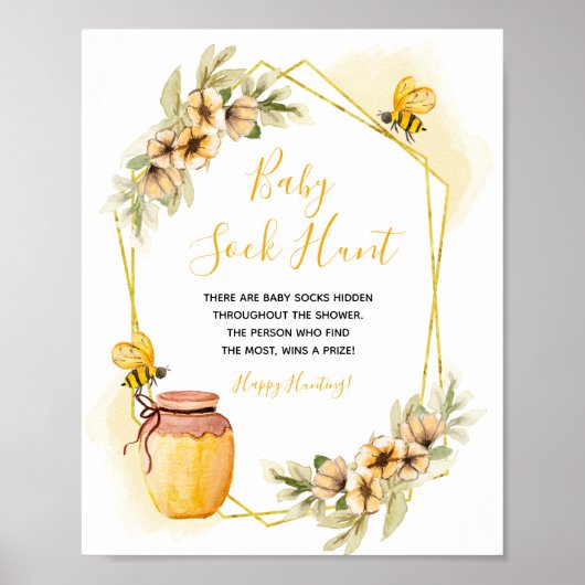 Bee Botanical Baby Sock Hunt Poster (Voorkant)