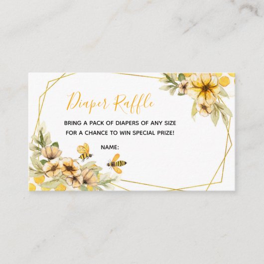 Bee botanische Baby shower luierkaart Informatiekaartje (Voorkant)