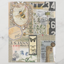 Bee Botanische Vintage Ephemera Scrapbook Papier