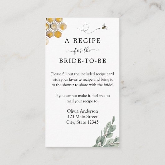 Bee Bridal Recipe-aanvraagkaart Informatiekaartje (Voorkant)