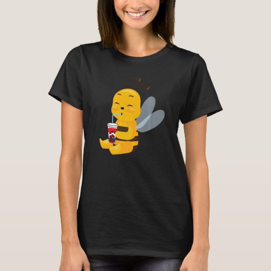 Bee Bubble Tea 4th of juli Amerikaanse vlag USA T-shirt (Voorkant)