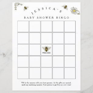 Bee Bumble Bee Baby shower Bingogame