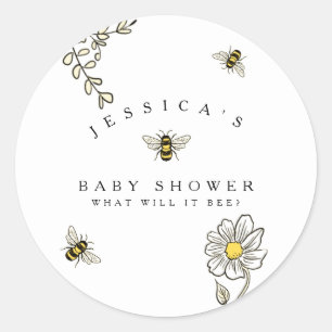Bee Bumble Bee Baby shower Ronde Sticker