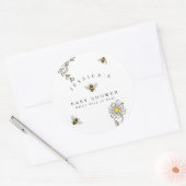 Bee Bumble Bee Baby shower Ronde Sticker (Envelop)