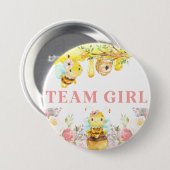 Bee Bumblebee Geslacht onthullen Team Girl Button. Ronde Button 7,6 Cm (Voorkant /achterkant)