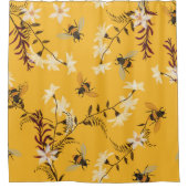  Bee & Butterfly: geborduurde bloemkunst Douchegordijn (Voorkant)