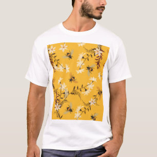  Bee & Butterfly: geborduurde bloemkunst T-shirt