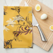 Bee & Butterfly: geborduurde bloemkunst Theedoek (Quarter Fold)