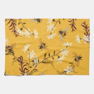  Bee & Butterfly: geborduurde bloemkunst Theedoek