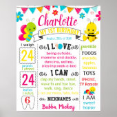 Bee Butterfly Spring Summer Birthday-teken Poster (Voorkant)