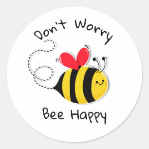 Bee Button badge Maak je geen zorgen Bee Happy Ronde Sticker