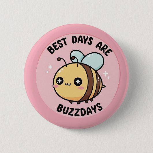 Bee Button – Cute Kawaii Bumblebee Pin (Voorkant)
