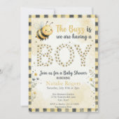 Bee Buzz Boy Baby Shower Kaart (Voorkant)