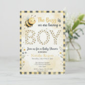 Bee Buzz Boy Baby Shower Kaart (Staand voorkant)