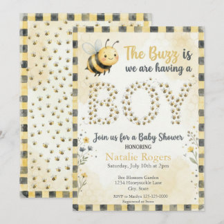 Bee Buzz Boy Baby Shower Kaart
