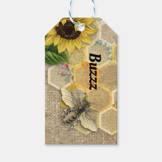 Bee Buzz Honeycomb Bedankt Cadeau Label Cadeaulabel (Voorkant)