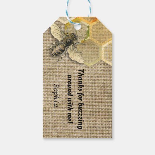 Bee Buzz Honeycomb Bedankt Cadeau Label Cadeaulabel (Achterkant)