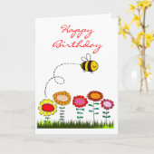 Bee Buzzing Een Bloementuin Verjaardag Kaart (Gele Bloem)