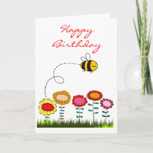 Bee Buzzing Een Bloementuin Verjaardag Kaart