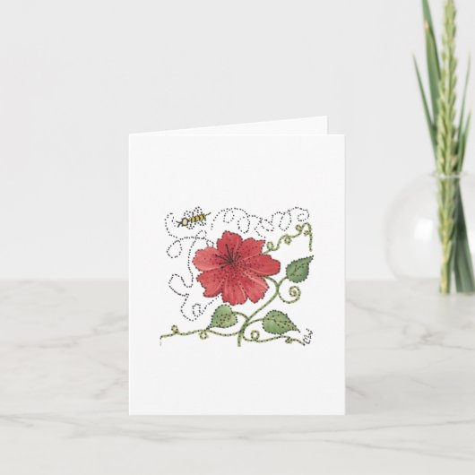 Bee Buzzing Hibuscus Blank Note Kaart (Voorkant)