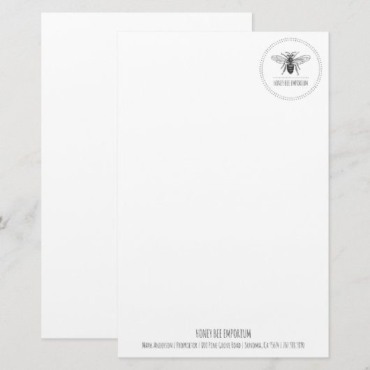 Bee Circle Logo Business Briefpapier (Voorkant / Achterkant)