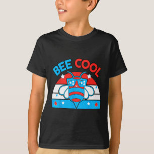 Bee Cool 4th July Rood Wit Blauw Amerikaans Jongen T-shirt