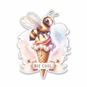 Bee Cool- Bee on Ice Cream Cone Sticker