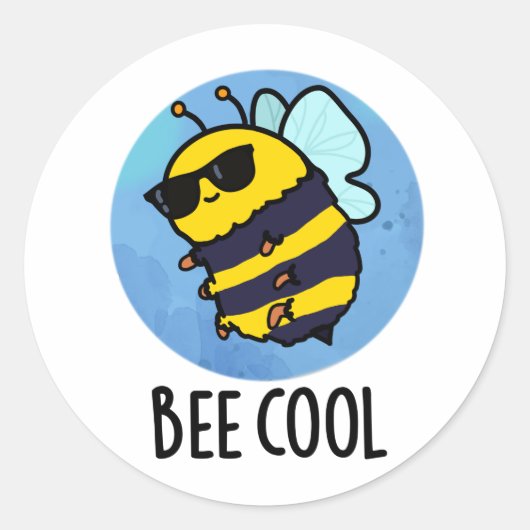 Bee Cool Funny Insect Bee Pun Ronde Sticker (Voorkant)