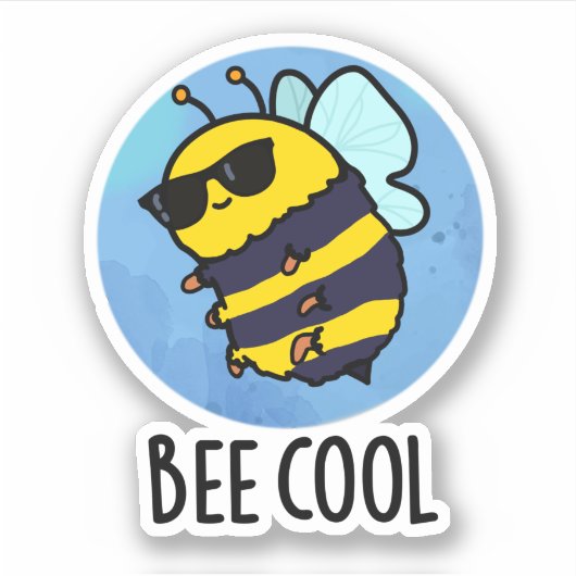 Bee Cool Funny Insect Bee Pun Sticker (Voorkant)