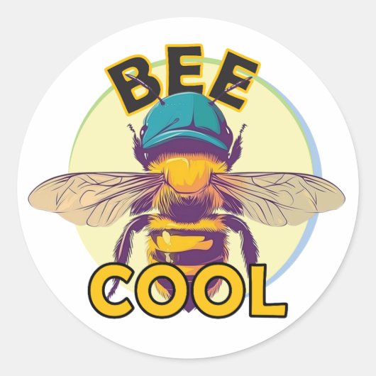 "Bee Cool" | Leuk en trendy Ronde Sticker (Voorkant)