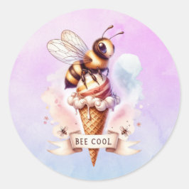 Bee Cool - Schattige Bee on Ice Cream Cone Ronde Sticker